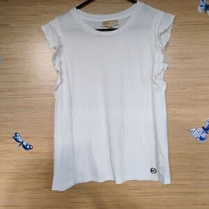 Michael Kors White Ruffle Sleeve Tank